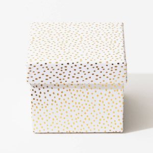 Gold Flurry Dots On White Medium Gift Box