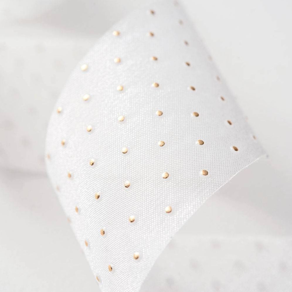 Crystal Sheer with Gold Dots 1.5 10yds