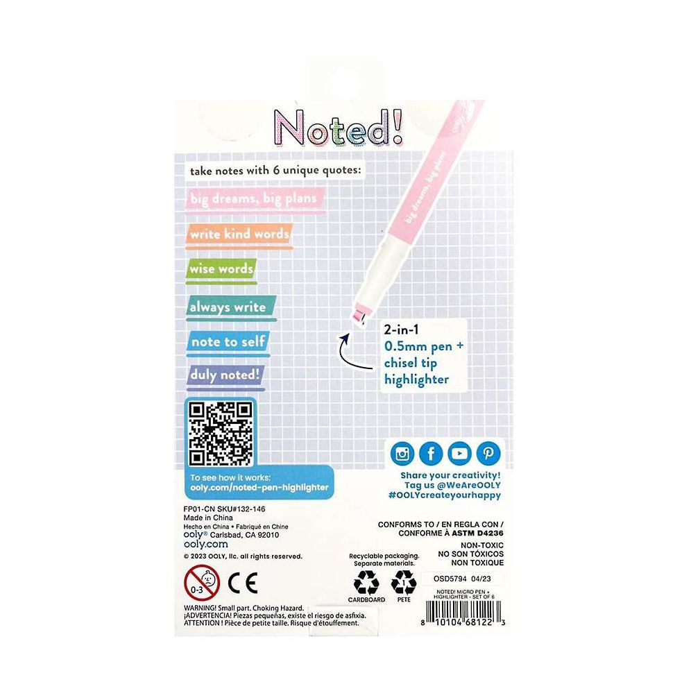 Noted! 2-in-1 Micro Fine Tip Pens & Highlighters - Set of 6 - Image 10