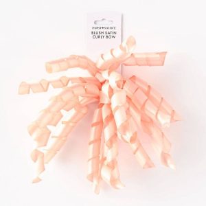 Blush Satin Curly Bow