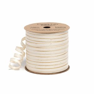 Skinny Cotton Ribbon Cream/Gold 50yd