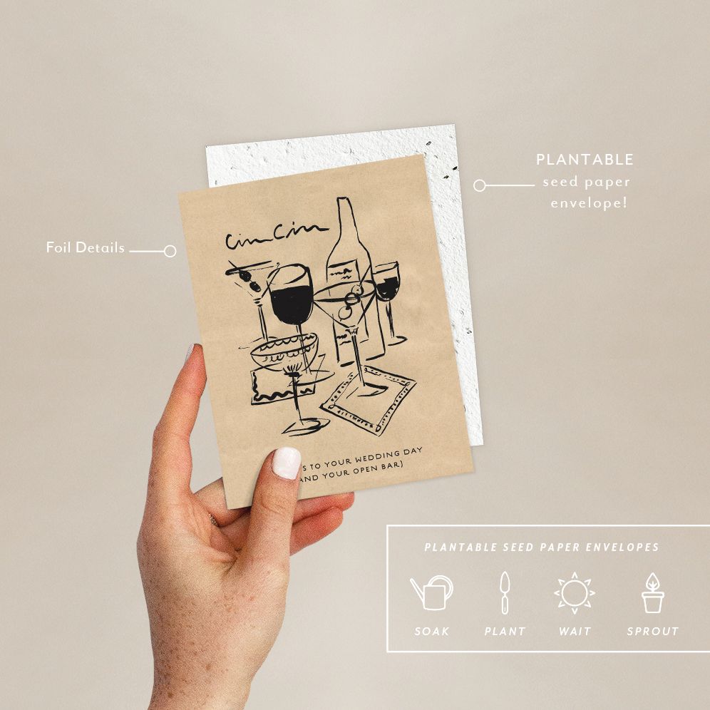 Cheers To Your Wedding Day & Open Bar Wedding Card - Image 3
