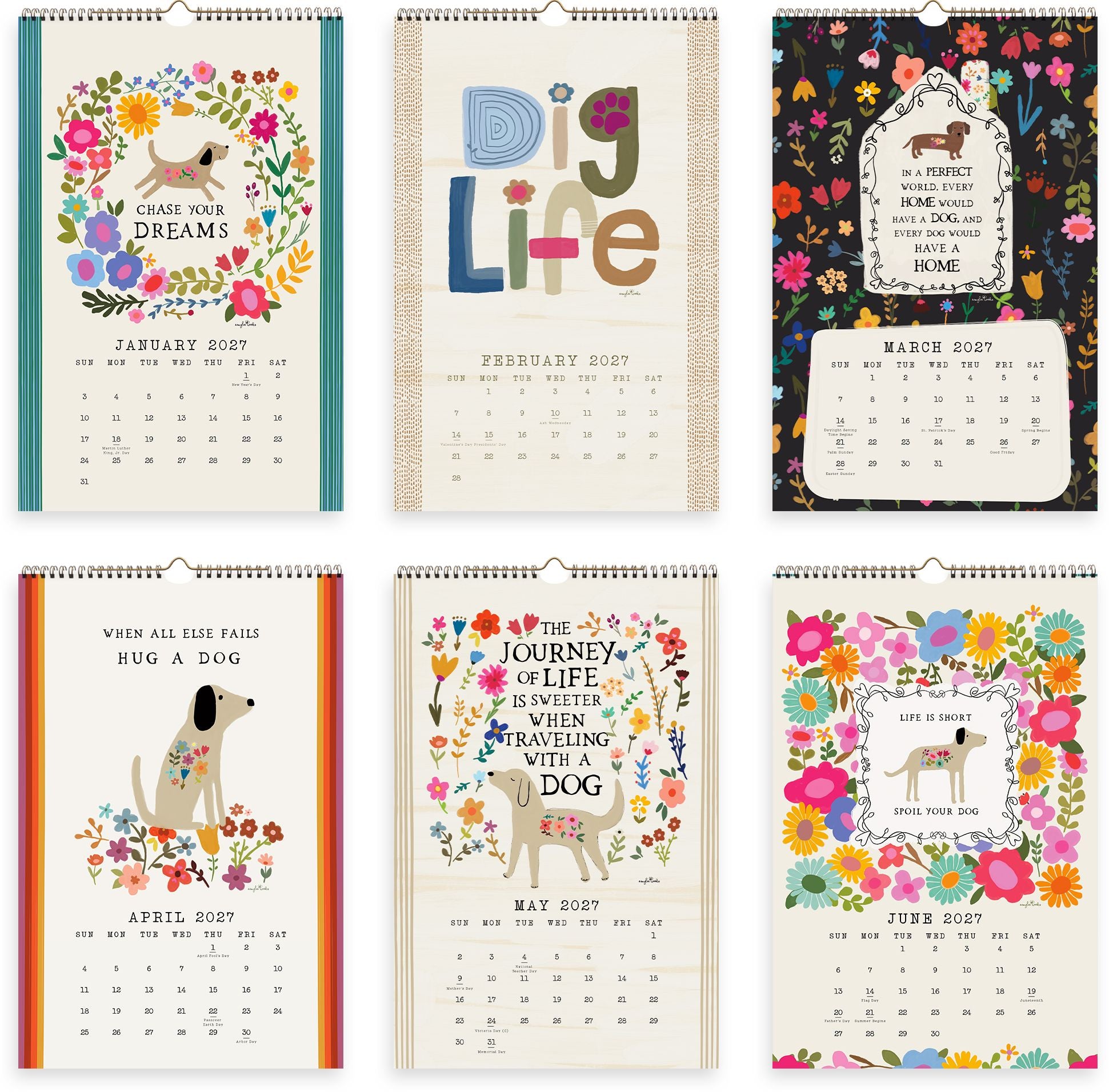2027 On the Bright Side Chase Your Dreams Grid Wall Calendar - Image 3