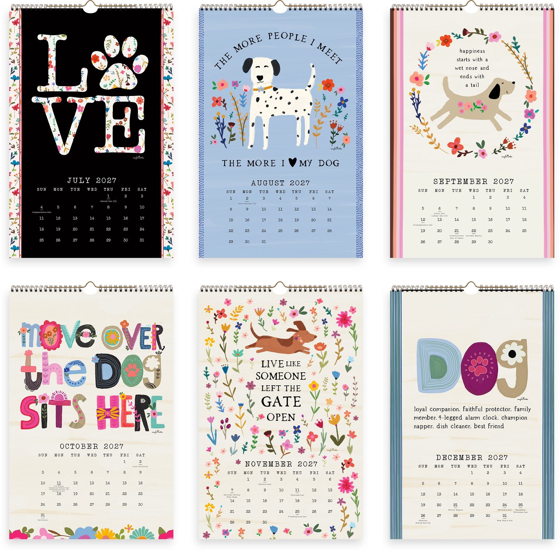 2027 On the Bright Side Chase Your Dreams Grid Wall Calendar - Image 4