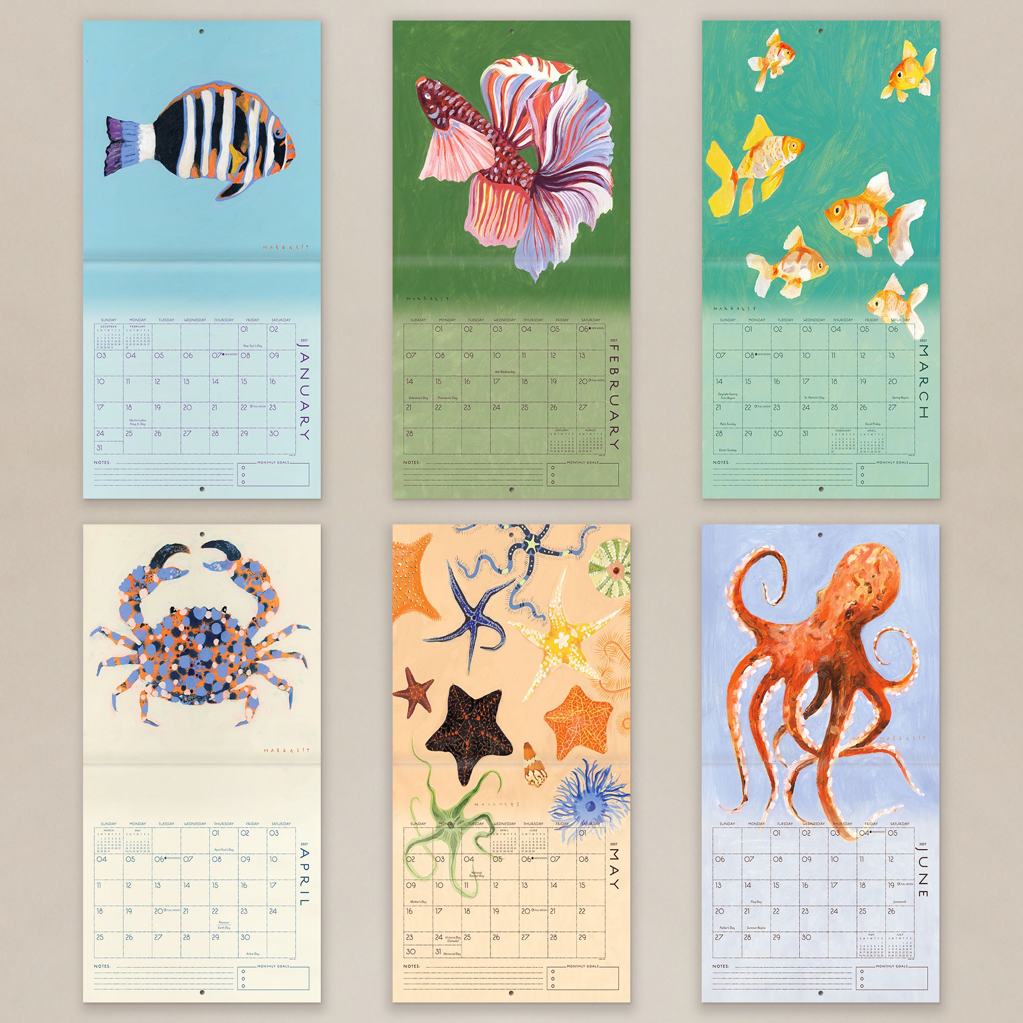 2027 Seedlings Keep Swimming Wall Calendar - Image 3