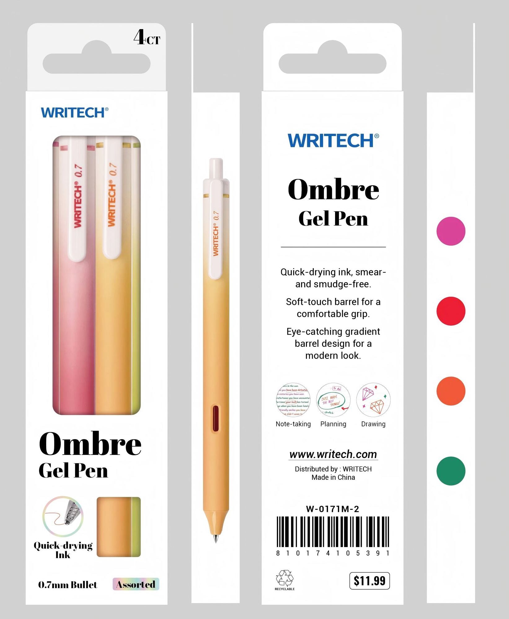 Ombre Sherbert Gel Pen S/4 - Assorted Ink - Image 2