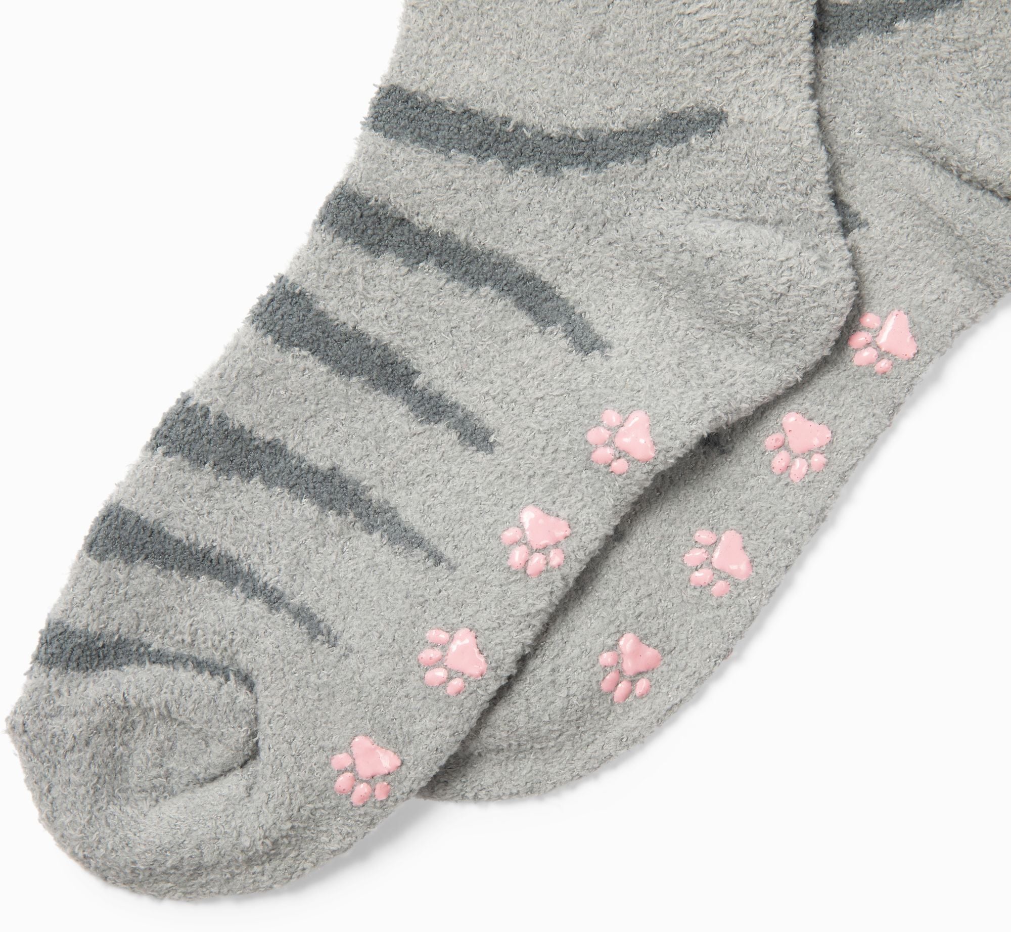 Grey Cat Fuzzy Crew Socks - Image 3