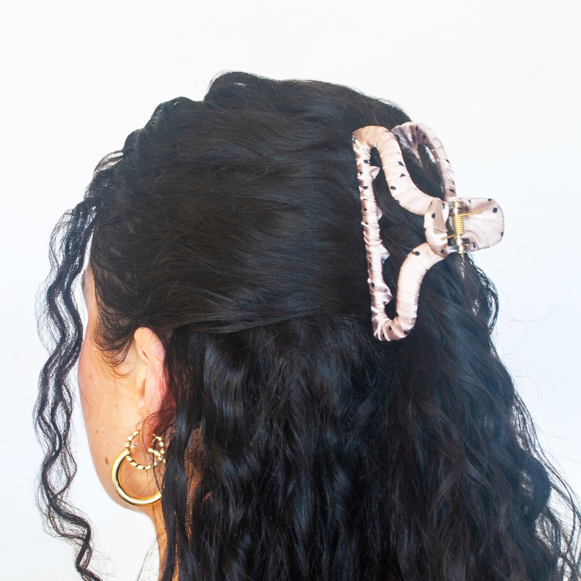 Dotted Satin Wrapped Hair Clip - Image 2