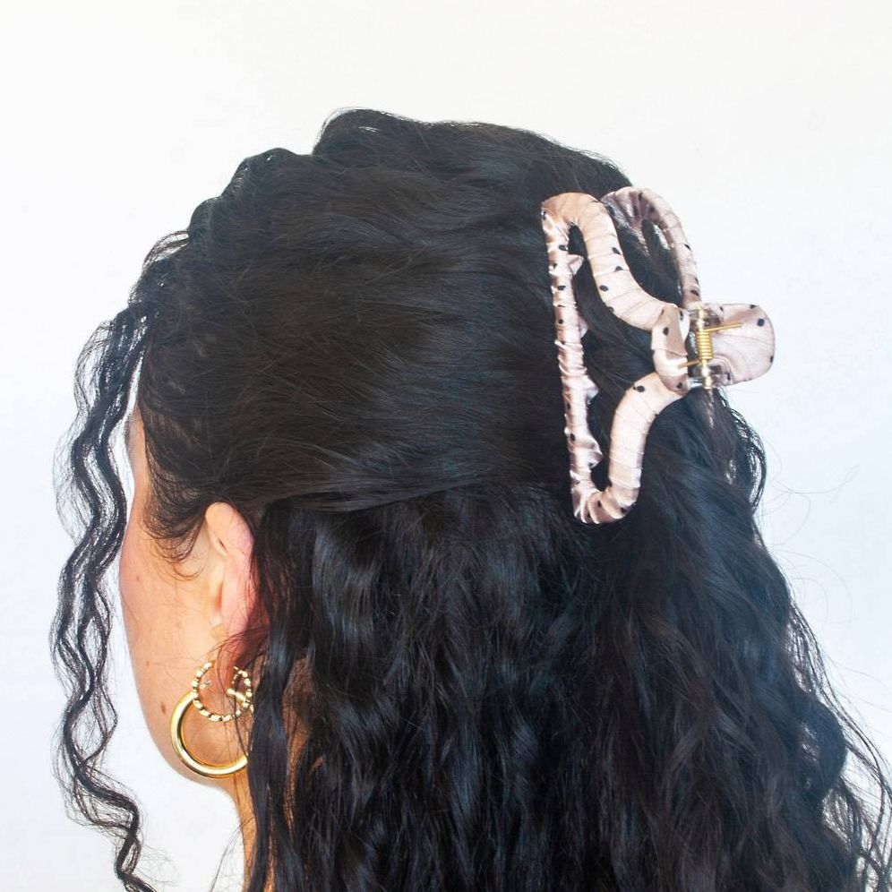 Dotted Satin Wrapped Hair Clip - Image 5