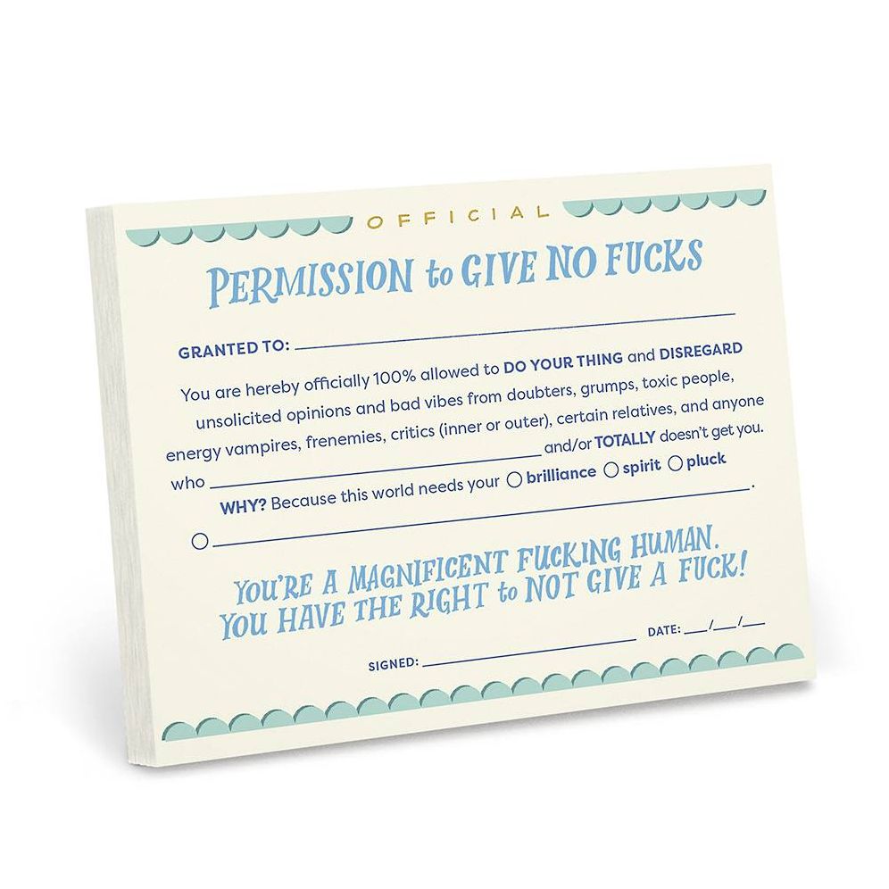 Permission to Give No Fucks Notepad