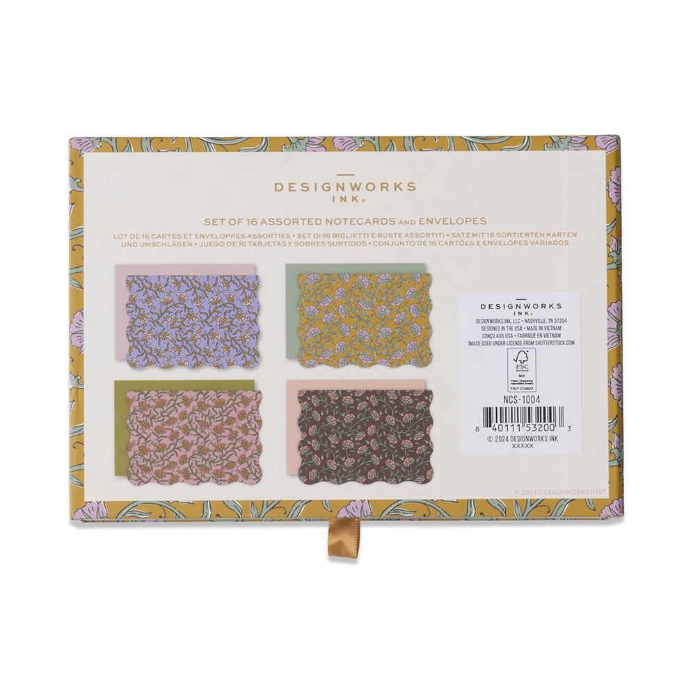 Vintage Floral Scalloped Notecard Set - Image 3
