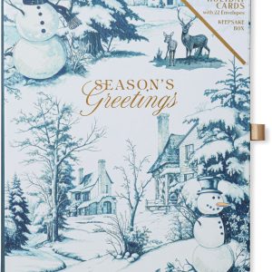 Season's Greetings Toile Boxed Christmas Cards Set of 20
