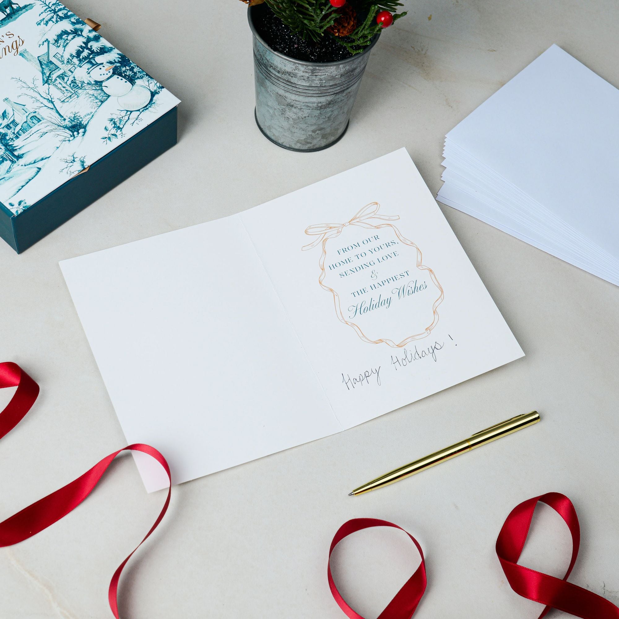 Season's Greetings Toile Boxed Christmas Cards Set of 20 - Image 6