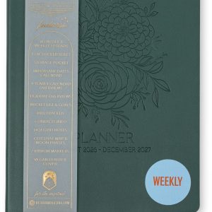 2026-2027 Monotone Bouquet Leatherette Weekly Desk Planner