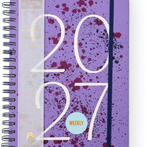 2027 Purple Paint Splatter Weekly Desk Planner