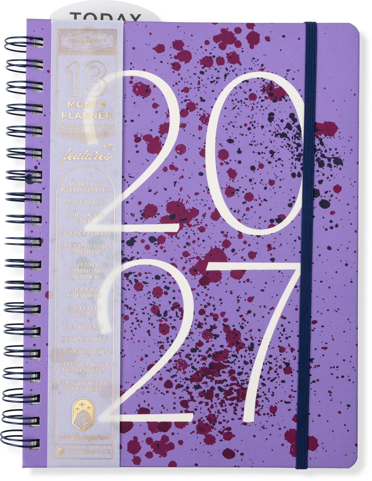 2027 Purple Paint Splatter Weekly Desk Planner - Image 2