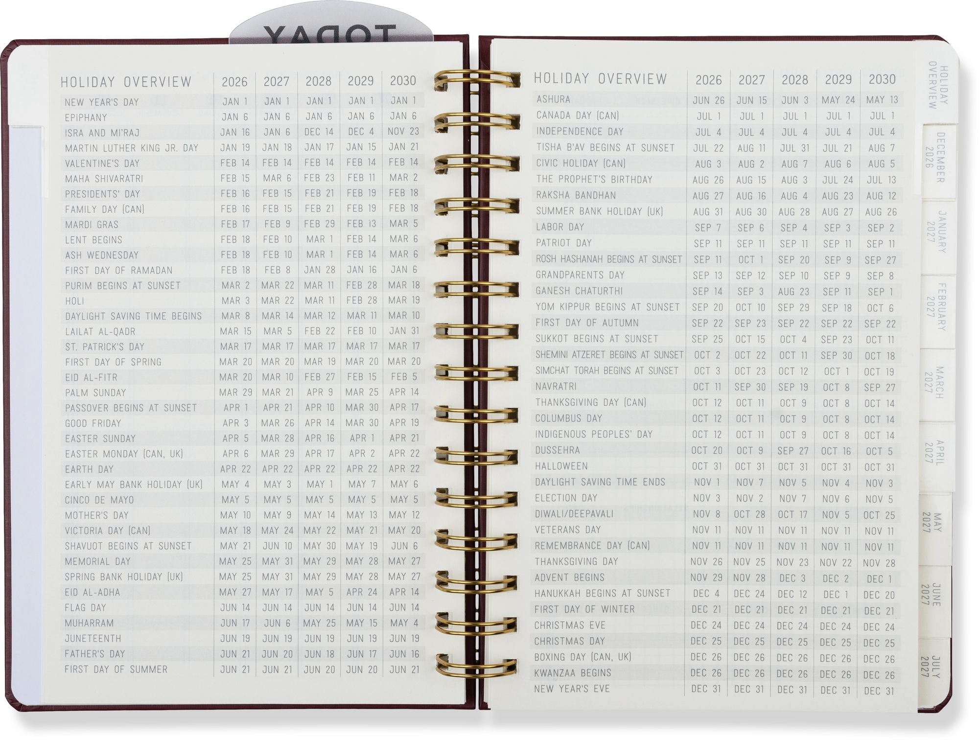 2027 Standard Issue Maroon Weekly Desk Planner - Image 9