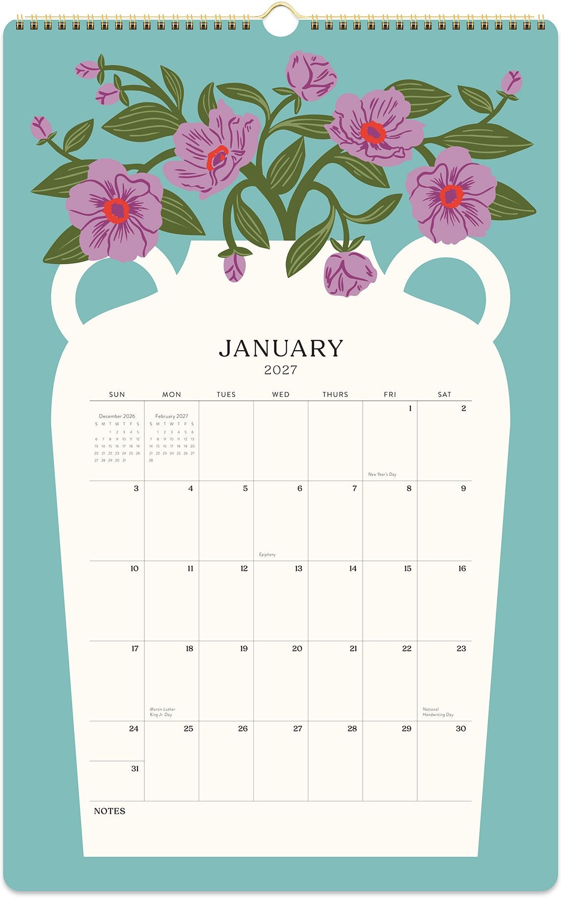 2026-2027 Paper Source Modern Vases Tall Wall Calendar - Image 2