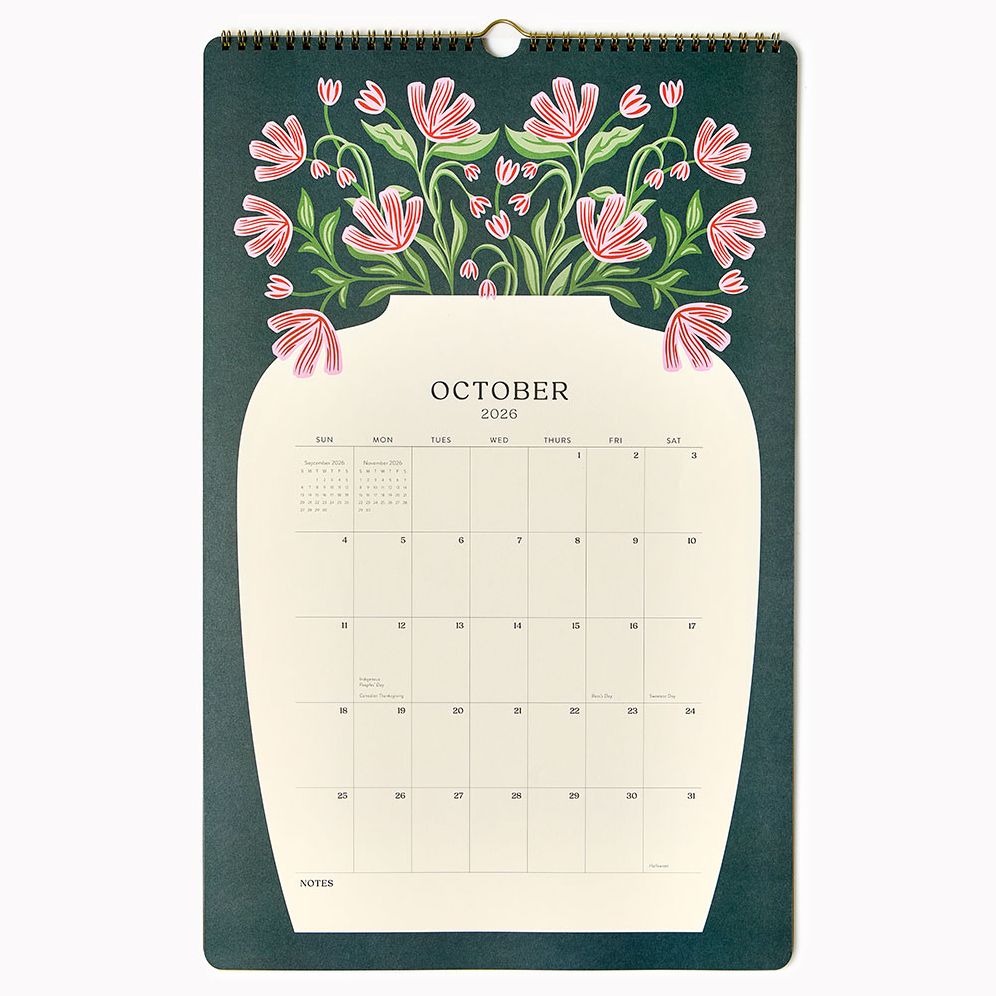 2026-2027 Paper Source Modern Vases Tall Wall Calendar - Image 6