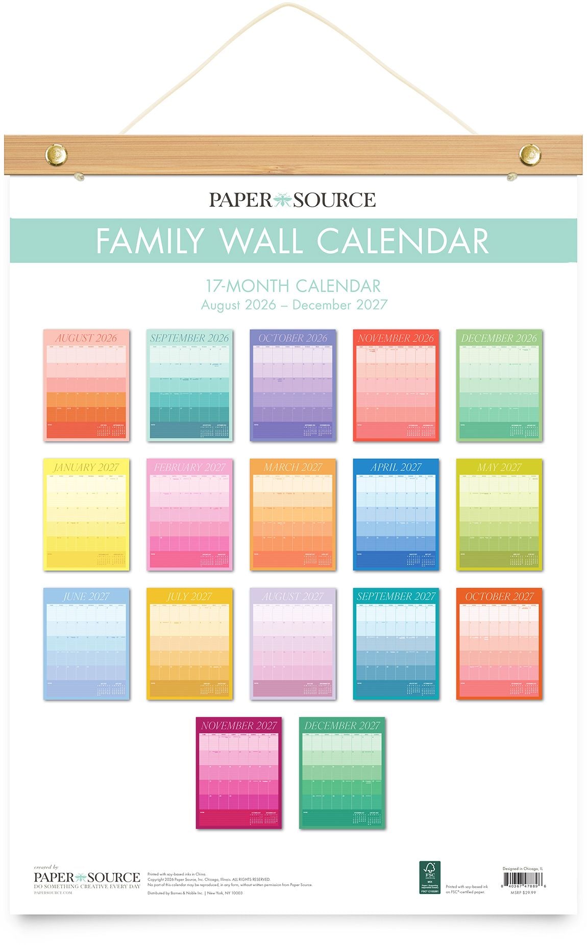 2026-2027 Paper Source Family Wall Calendar - Image 4