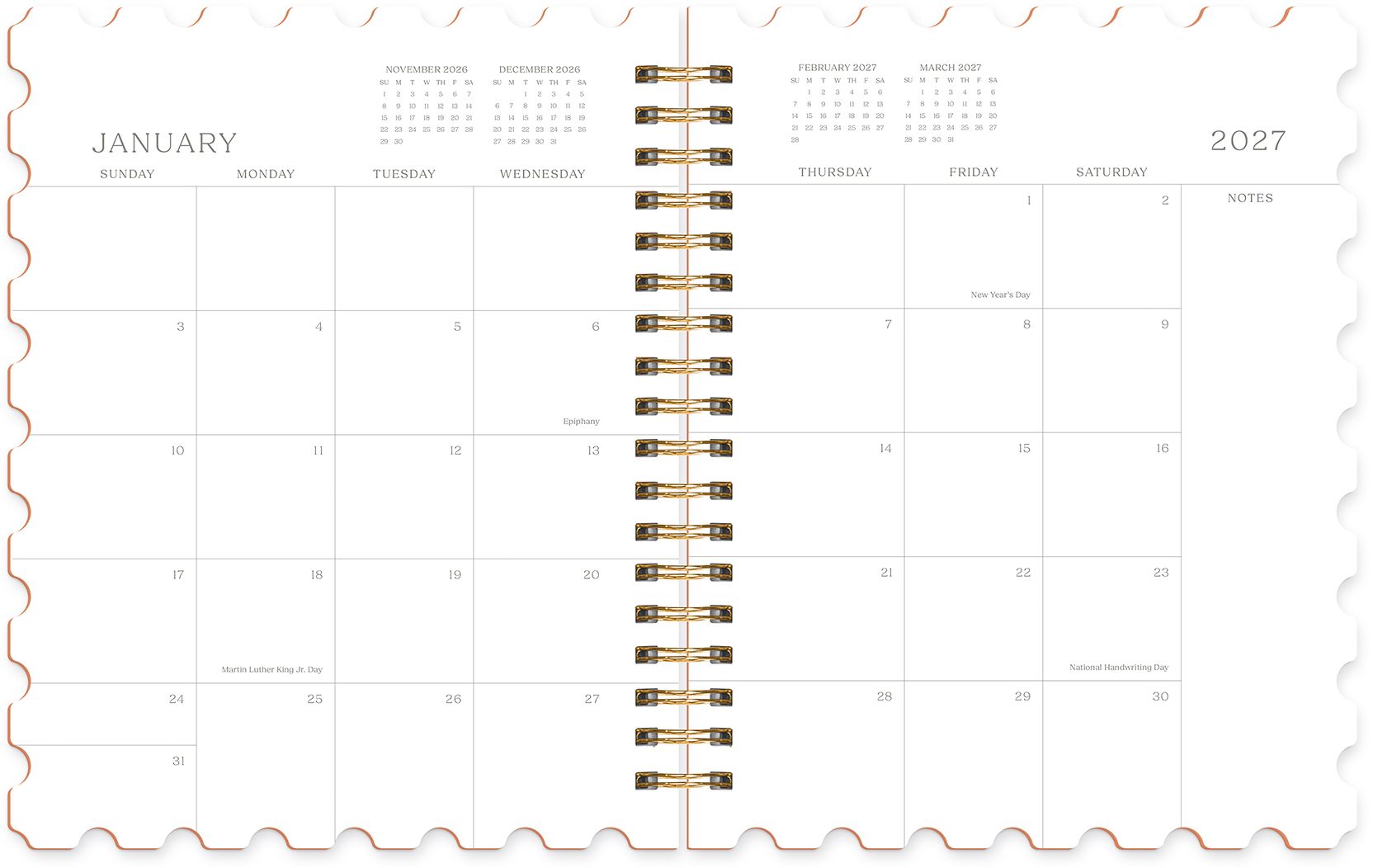 2027 Paper Source Orchid Stamps Die-Cut 12M Planner - Image 8
