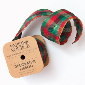 Wired Ribbon Red/Green/Gold Check 2.5 10 YD