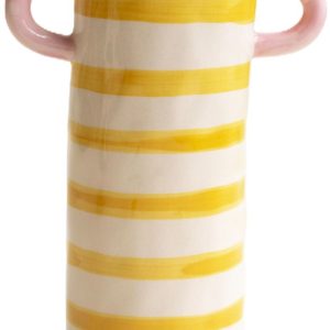 Yellow Stripe Ceramic Vase