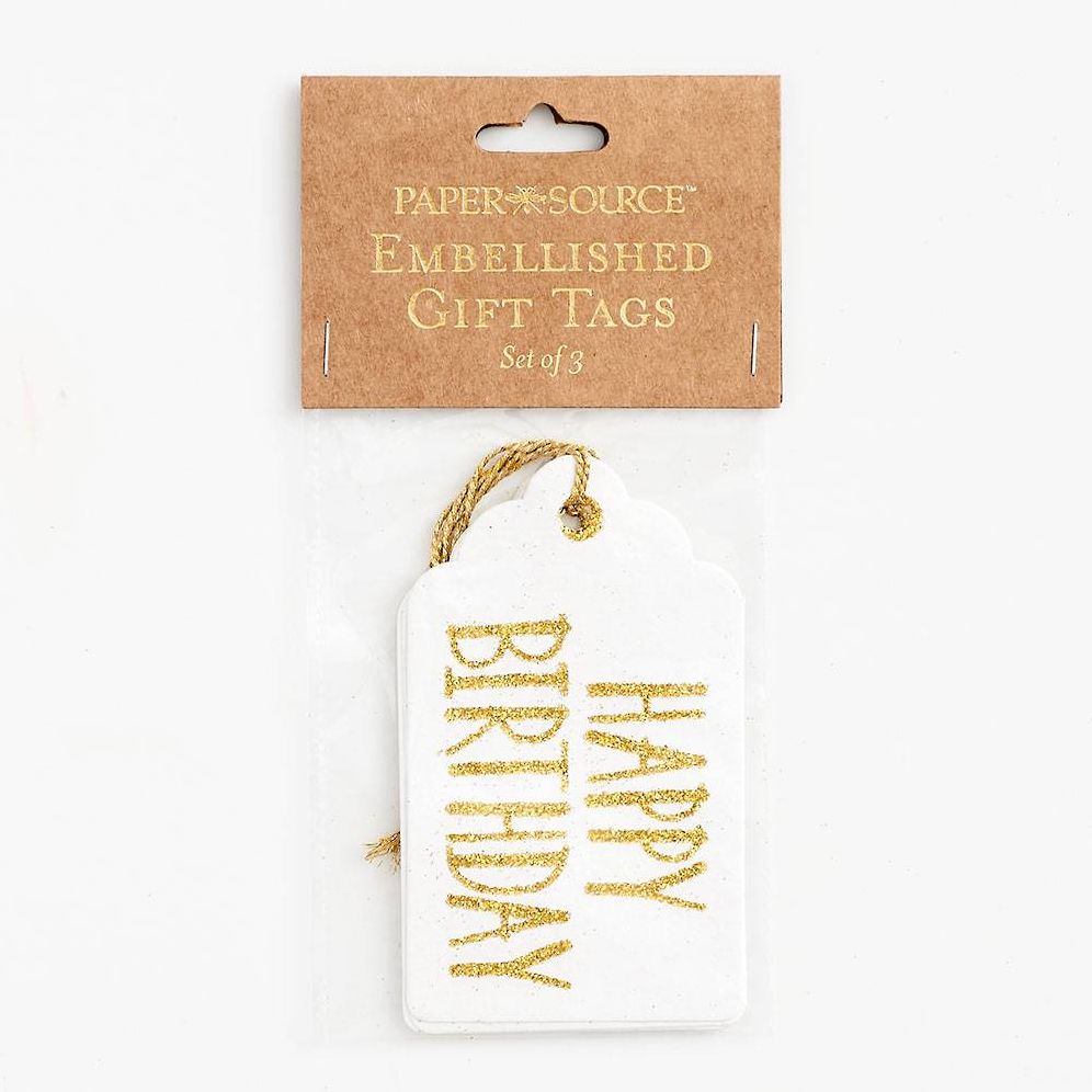 Happy Birthday Gold Glitter Gift Tags - Image 2