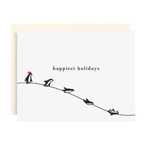 Christmas Penguins Letterpress Stationery Set
