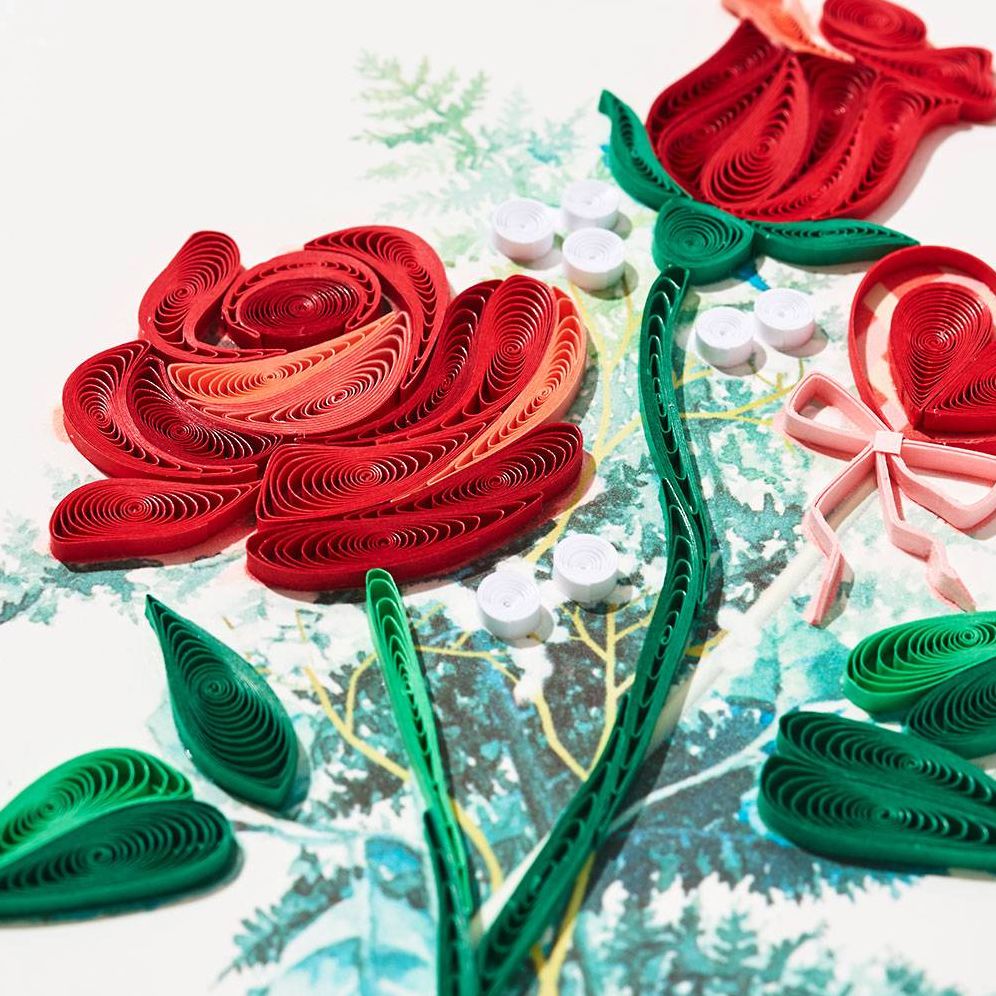 Quilling Rose Bouquet Wife Valentine's Day Card - Image 2