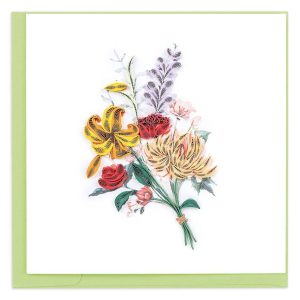 Quilled Japanese Wildflowers Blank Greeting Card