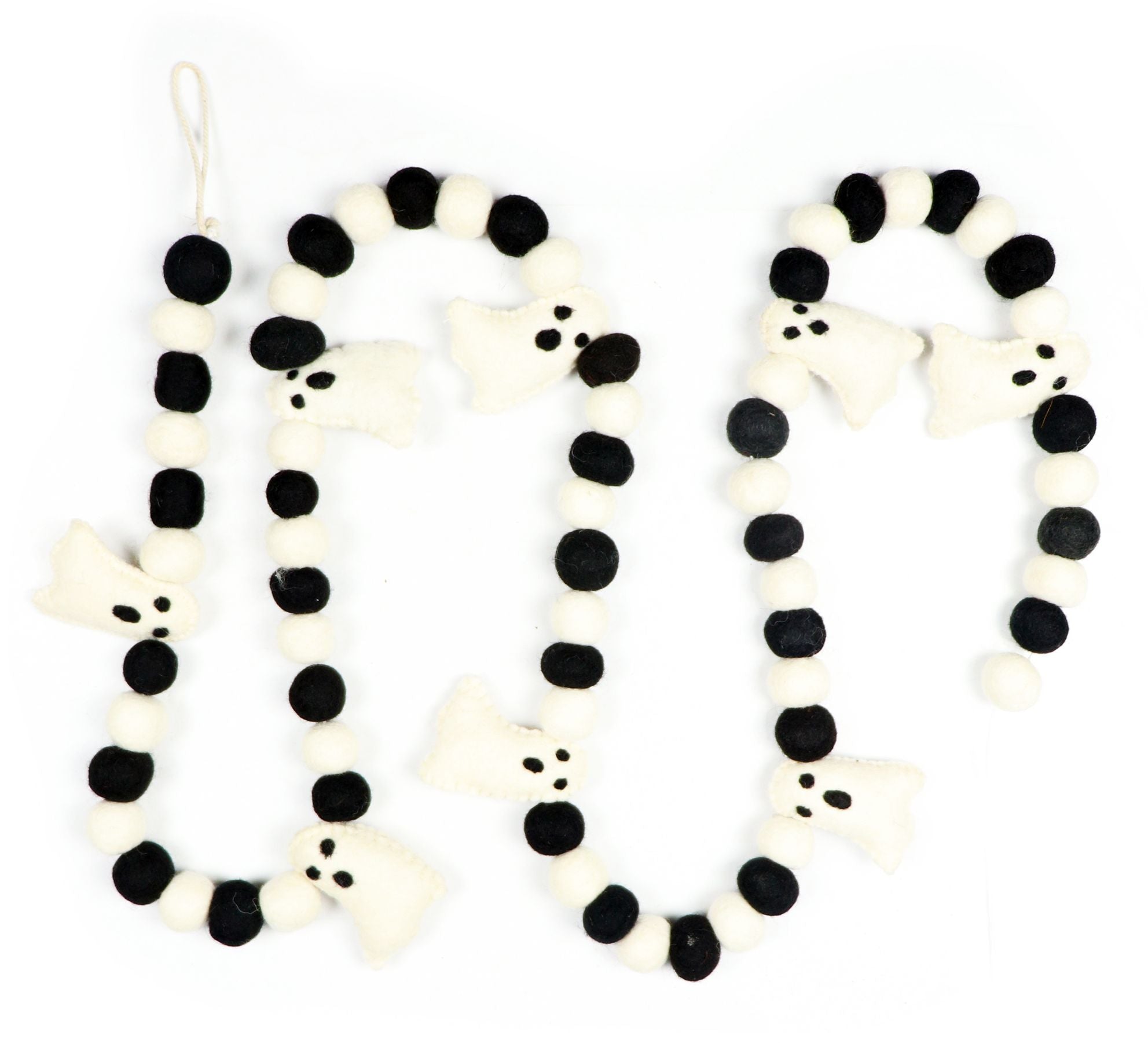 Black and White Ghost Felt Garland - Image 2