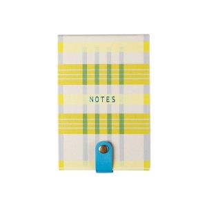 Neon Plaid Faux Leather Notepad w Snap Closure - Exclusive
