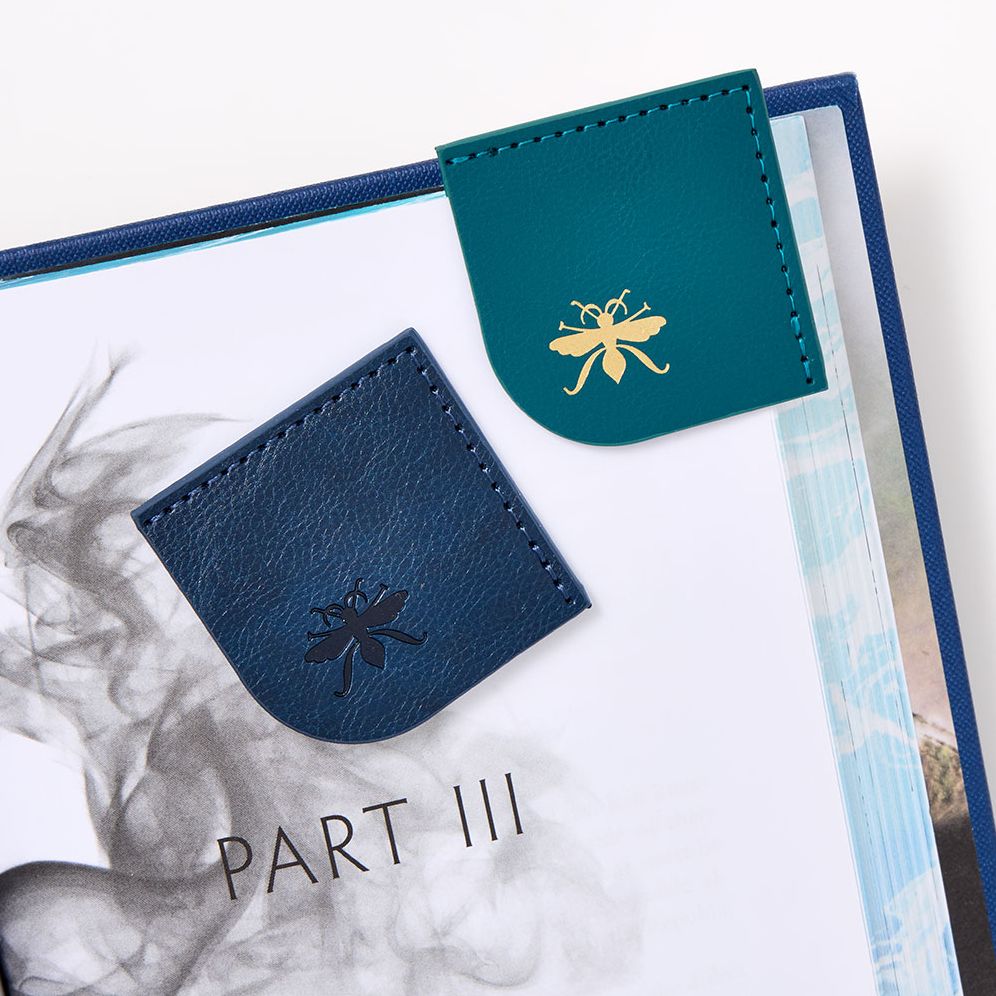 Teal Paper Wasp Leatherette Corner Bookmark Set - Image 2