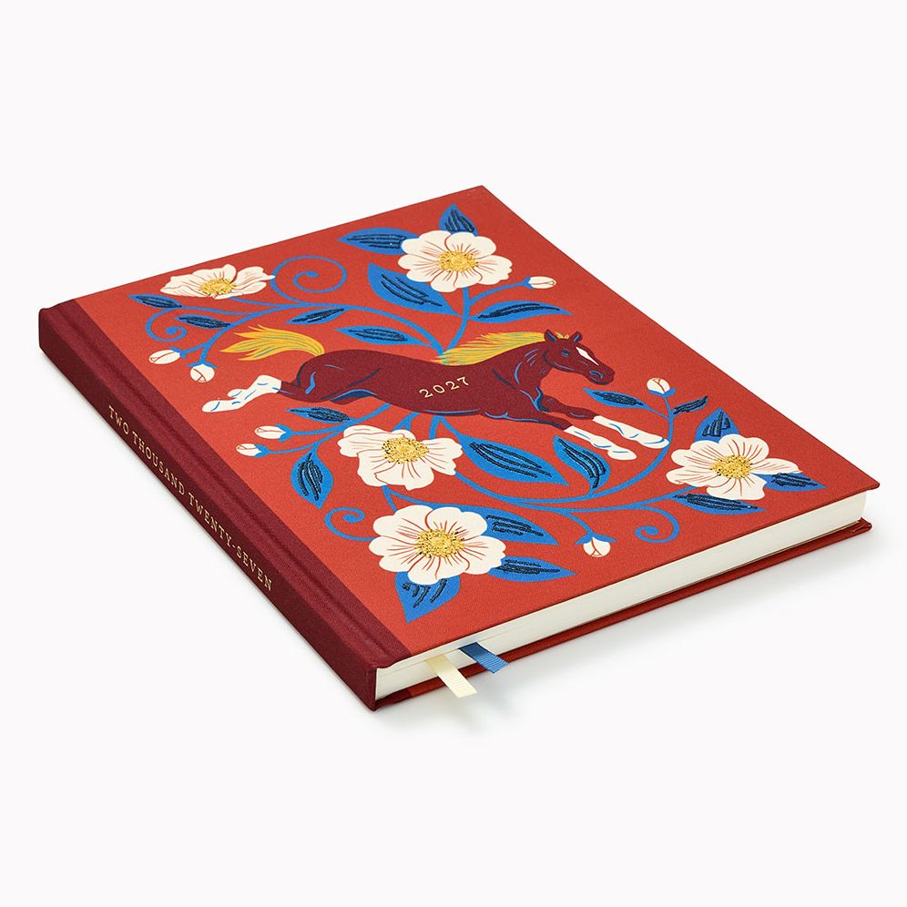 2026-2027 Paper Source Wild Roses Horse Weekly Desk Planner - Image 2