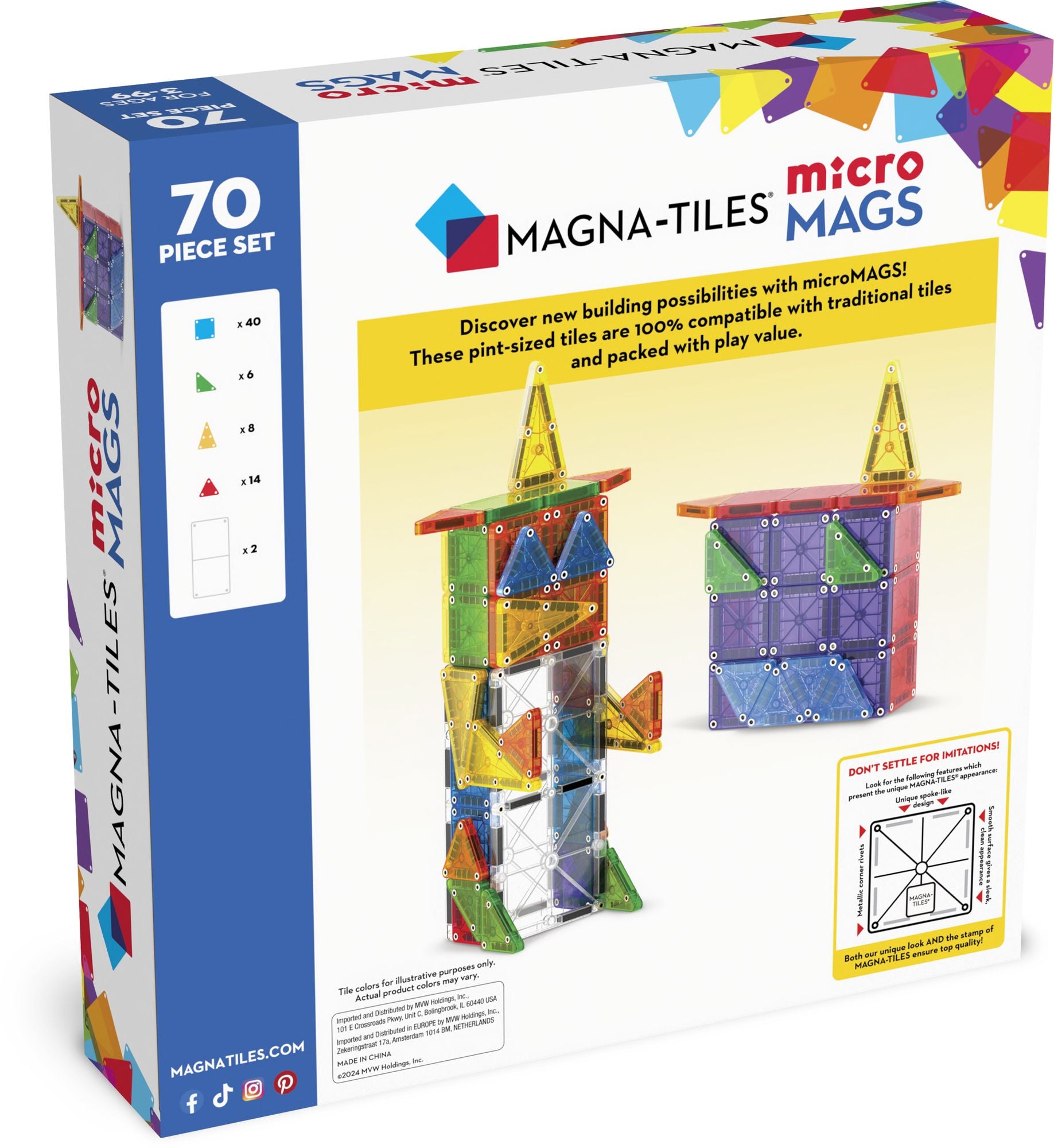 MAGNA-TILES microMAGS 70-Piece Deluxe Magnetic Construction Set. The ORIGINAL Magnetic Building Brand - Image 7