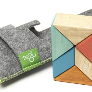 6 Piece Tegu Pocket Pouch Prism Magnetic Wooden Block Set. Sunset