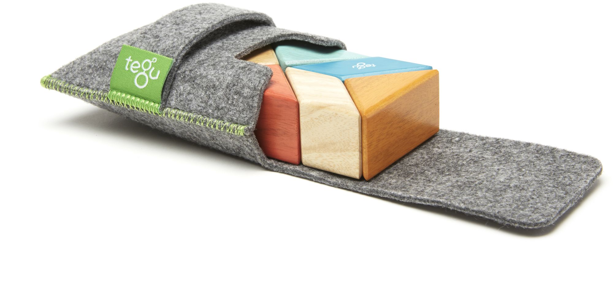 6 Piece Tegu Pocket Pouch Prism Magnetic Wooden Block Set. Sunset - Image 2