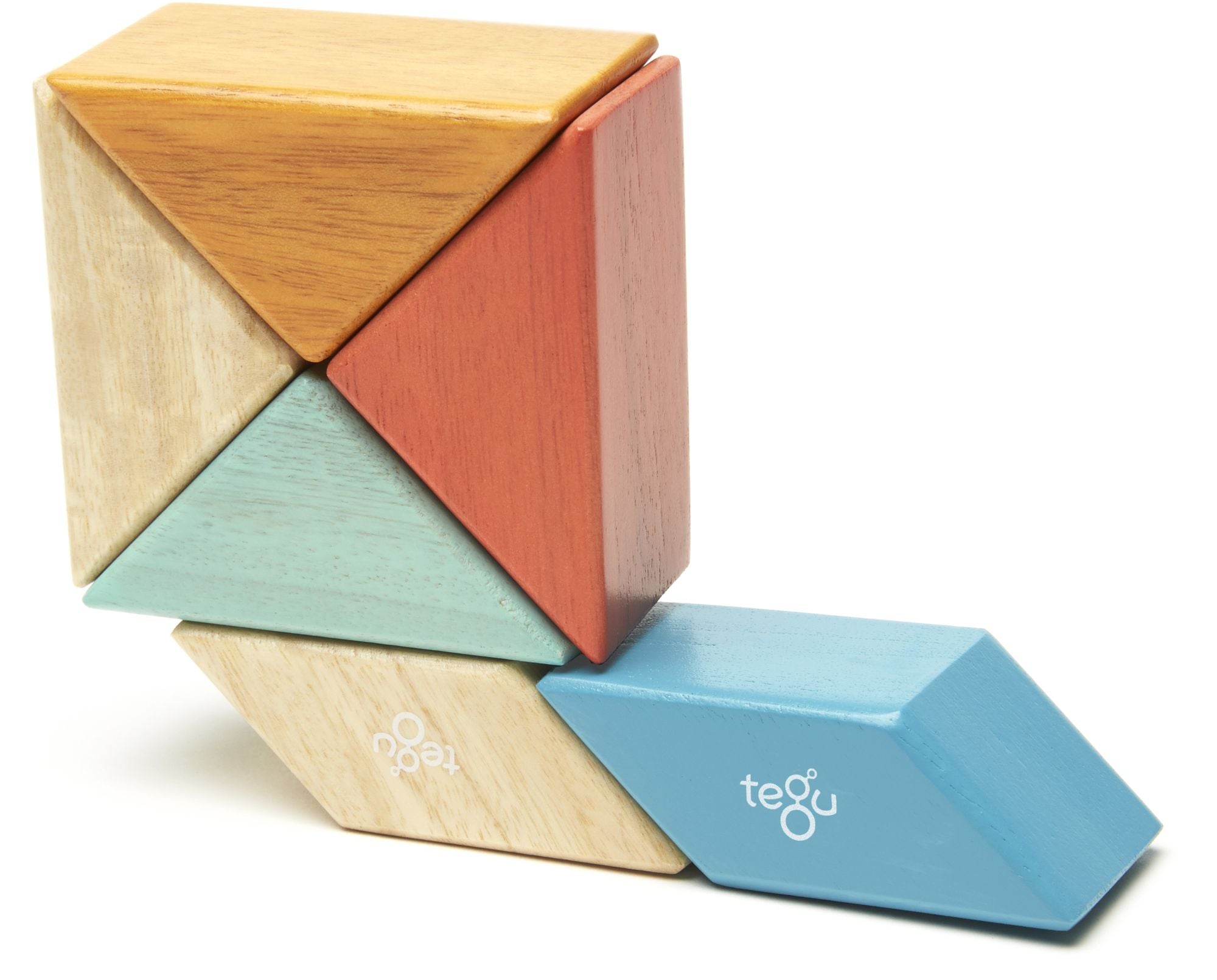 6 Piece Tegu Pocket Pouch Prism Magnetic Wooden Block Set. Sunset - Image 5