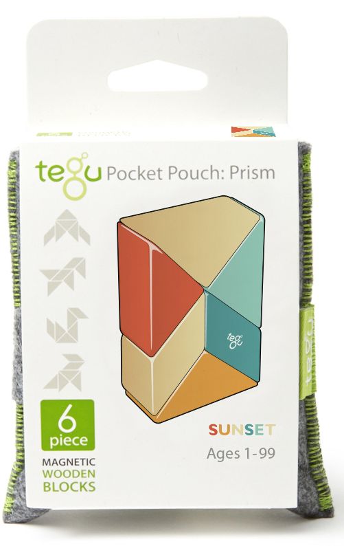 6 Piece Tegu Pocket Pouch Prism Magnetic Wooden Block Set. Sunset - Image 6