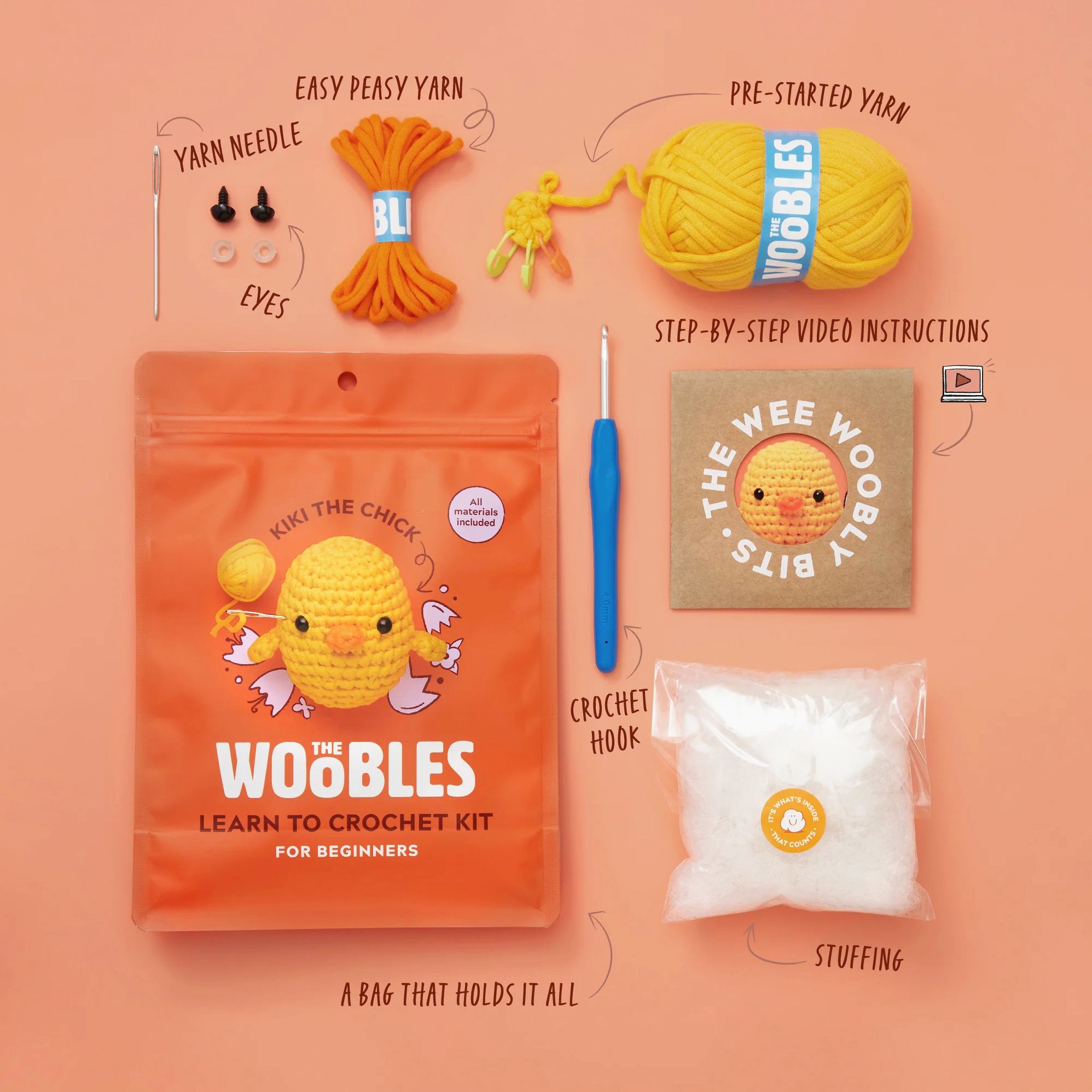 Kiki the Chick. The Woobles. Chick learn to Crochet kit - Image 2
