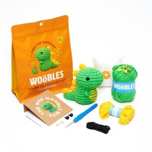 Fred the Dinosaur. The Woobles Beginner Crochet Kit