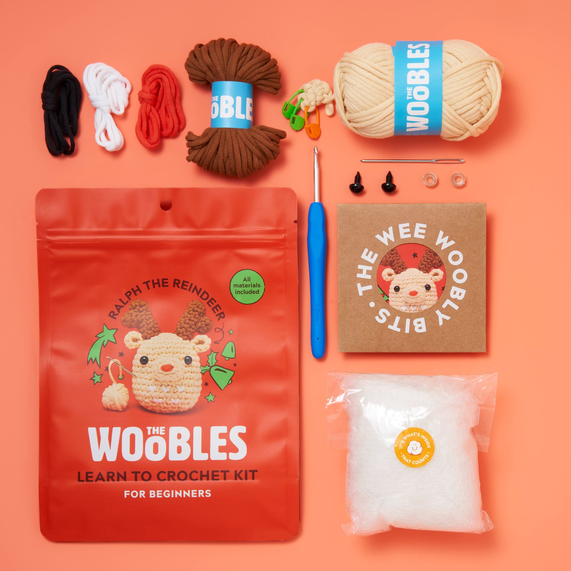 Ralph the Reindeer. The Woobles Beginner Crochet Kit - Image 4