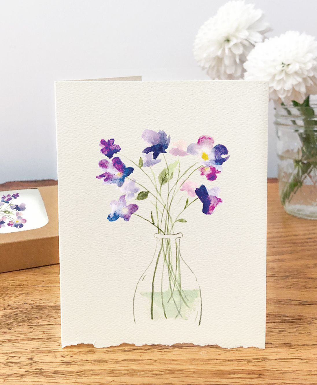 Piccola Arte Purple Floral Vase Watercolor Set - Image 3