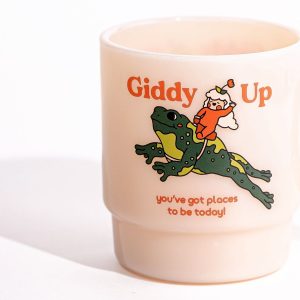 Cheerware Giddy Up 8oz Milk Glass Mug