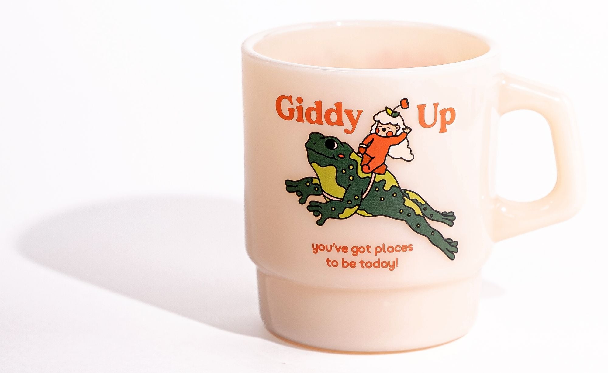 Cheerware Giddy Up 8oz Milk Glass Mug