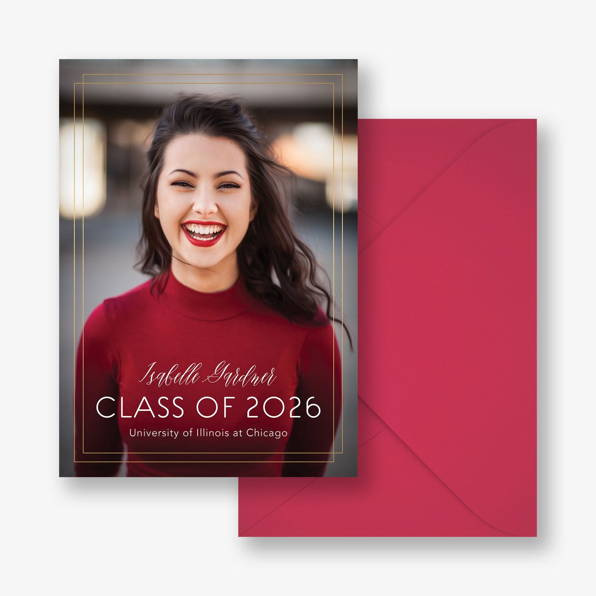 Foil Vertical Dual Border Graduation Announcement - Image 3