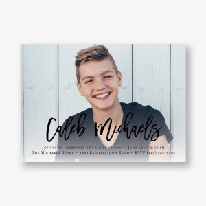 Horizontal Modern Calligraphy Graduation Invitation