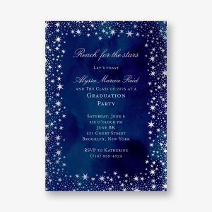 Silver Foil Reach For The Stars Graduation Party Invitation