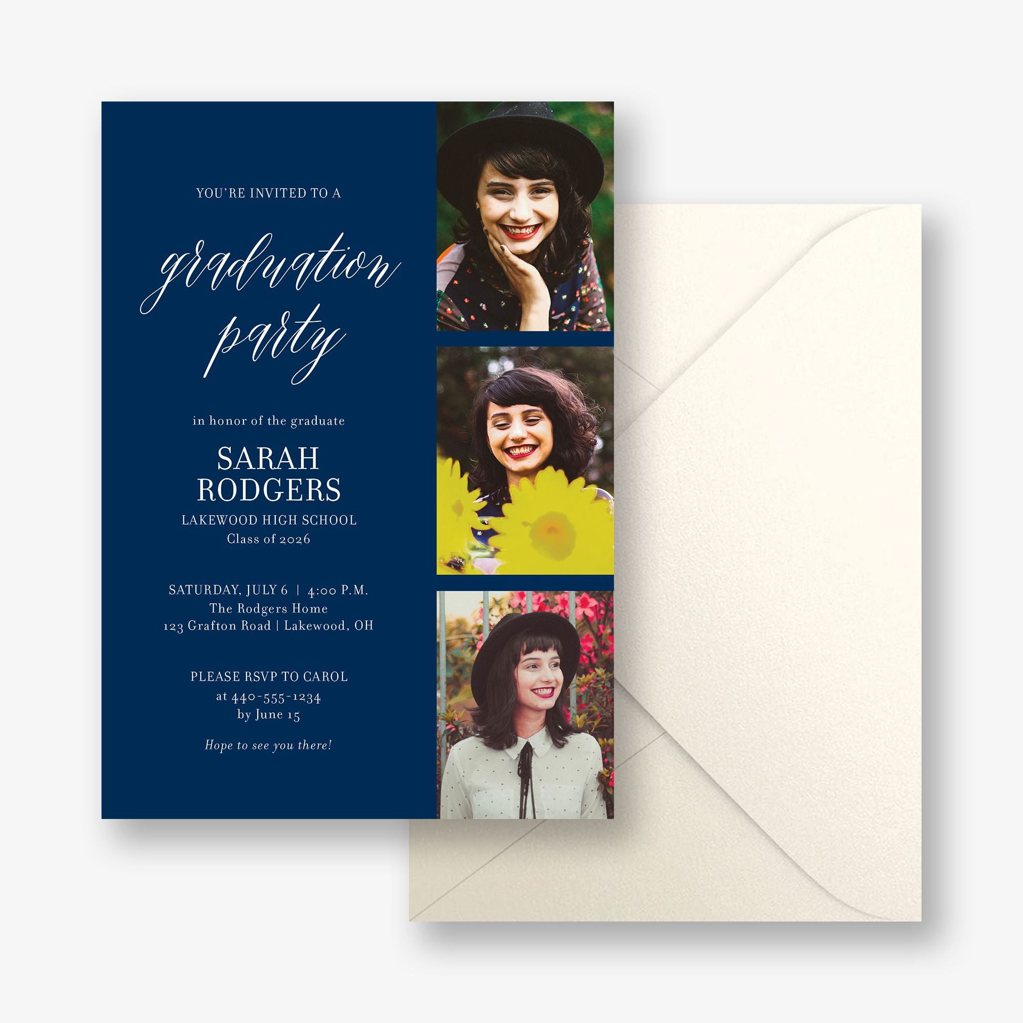 Vertical Photo Grid Graduation Party Invitation - Image 2